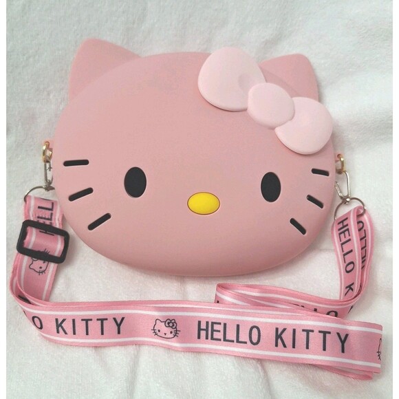 Kawaii Sanrio Hello Kitty Pink Small Crossbody Purse 3D Silicone Bag - Picture 1 of 8